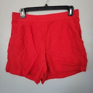 A New Day Women's Small Bright Red Shorts Linen Blend Soft Comfy Stretchy
